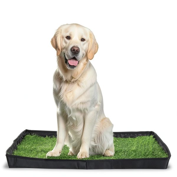 Menkxi Foldable Dog Litter Box Artificial Grass Pad Portable-3