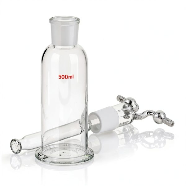 QWORK Lab Gas Washing Bottle 500ml Borosilicate Glass-1