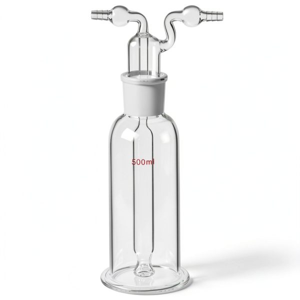 QWORK Lab Gas Washing Bottle 500ml Borosilicate Glass-0