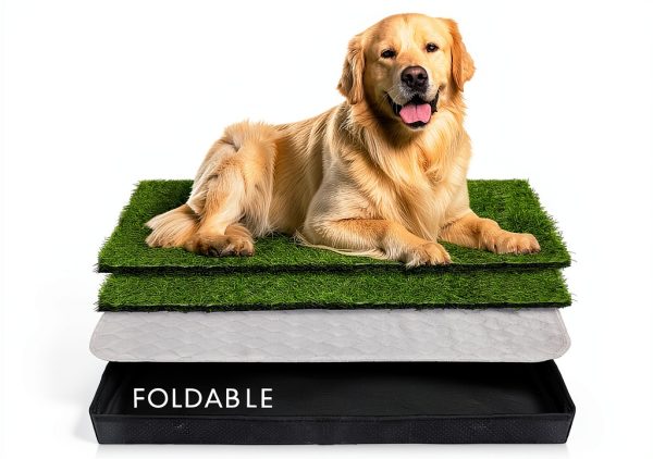 Menkxi Foldable Dog Litter Box Artificial Grass Pad Portable-0