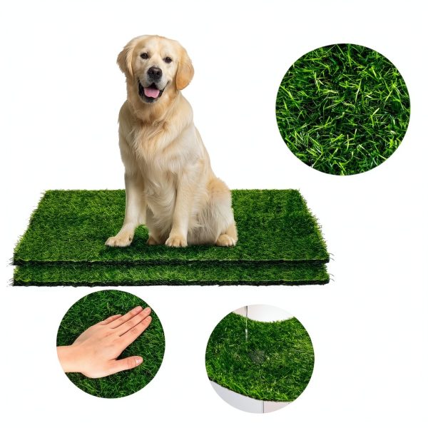 Menkxi Foldable Dog Litter Box Artificial Grass Pad Portable-5