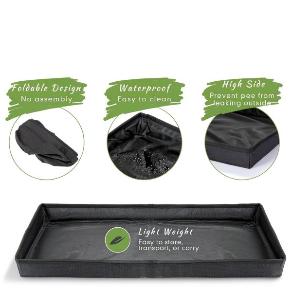 Menkxi Foldable Dog Litter Box Artificial Grass Pad Portable-2