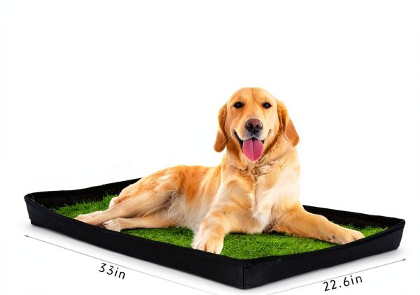 Menkxi Foldable Dog Litter Box Artificial Grass Pad Portable-1