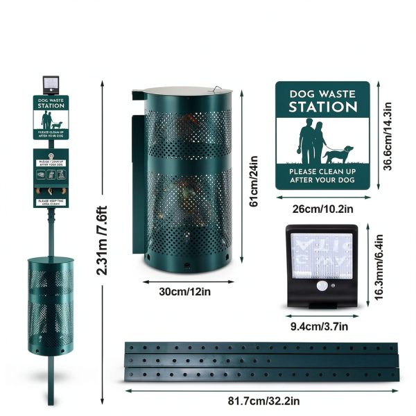 Tujoe Outdoor Dog Waste Station Steel Solar Dispenser-2