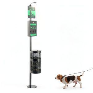 Tujoe Outdoor Dog Waste Station Steel Solar Dispenser-0