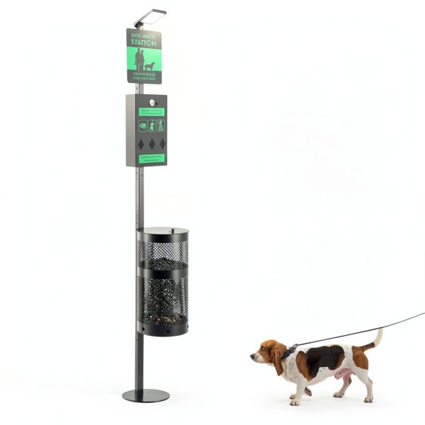 Tujoe Outdoor Dog Waste Station Steel Solar Dispenser-0