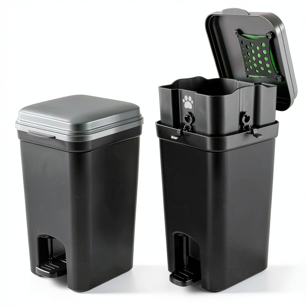 Mounting UP trash can in a kitchen setting with foot pedal in use