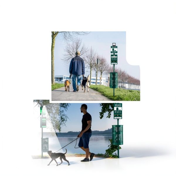Tujoe Outdoor Dog Waste Station Steel Solar Dispenser-5