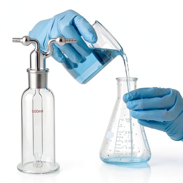QWORK Lab Gas Washing Bottle 500ml Borosilicate Glass-7