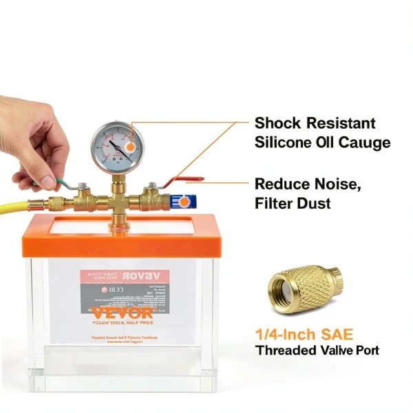 VEVOR Vacuum Chamber 2 Gallon Acrylic Degassing Resin-4