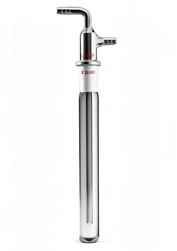 QWORK Glass Vacuum Cold Trap Bubbler showing borosilicate glass construction and 24/40 joint