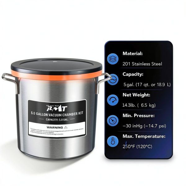 PBMT Vacuum Degassing Kit Stainless Steel Chamber 4.5 CFM-1