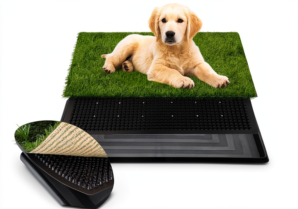FluffyDream dog litter box with real grass