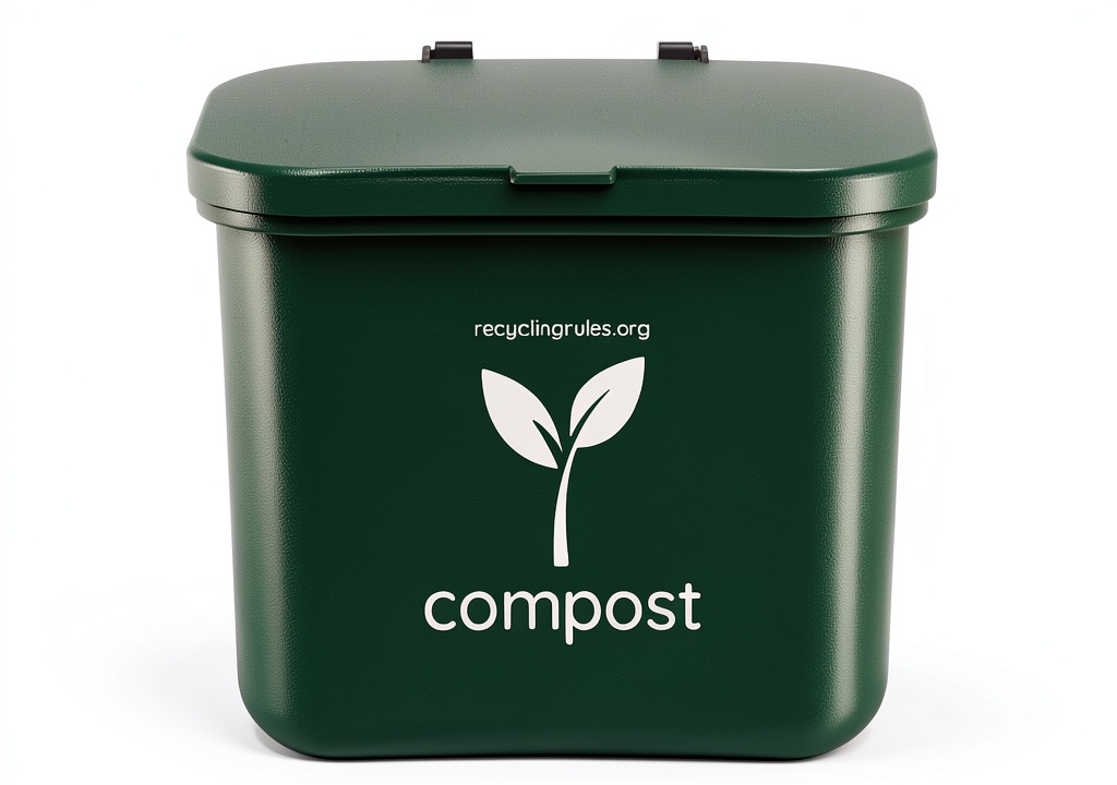 Green Compost Bin in a small kitchen