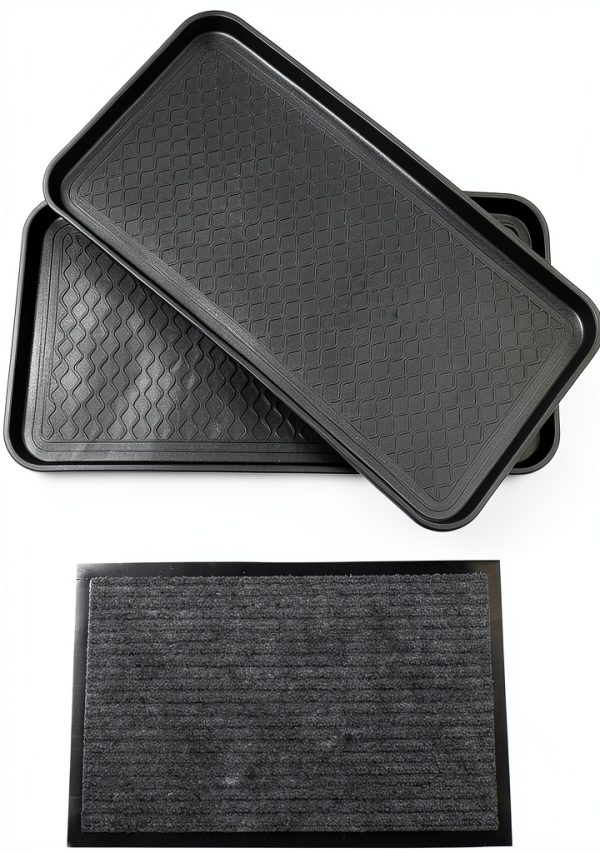 Yolju Waterproof Boot Tray – 2 Pack Rectangular Plastic Mat,-1