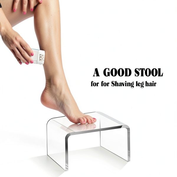 Acrylic Shower Stool Clear Acrylic Stand 10" x 6.3" 200 lb Capacity-1