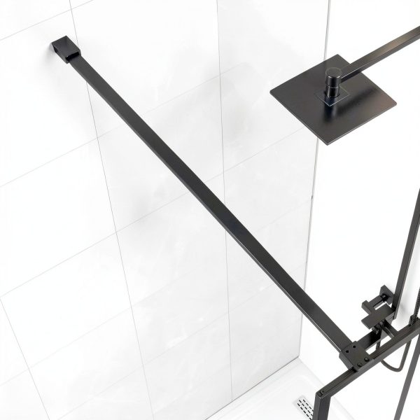Sunrosa 36"×78" Shower Glass Panel,8mm Thick Shower Screen,Black Grid Pattern Fixed Glass Shower Panel, Easy to Clean-4