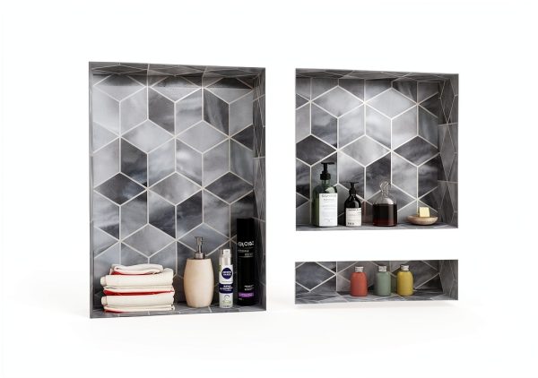 Shower Niche Recessed Zigzag ABS Plastic 32×20 Textured Bathroom Shelf-2