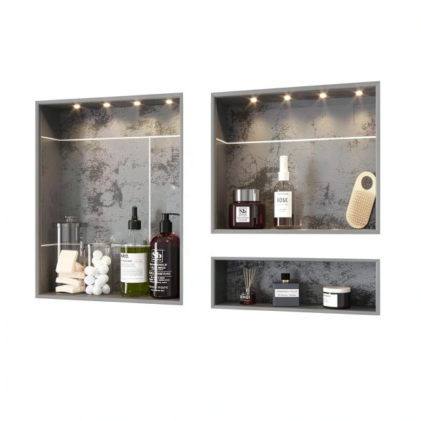 Shower Niche Recessed Zigzag ABS Plastic 32×20 Textured Bathroom Shelf-0