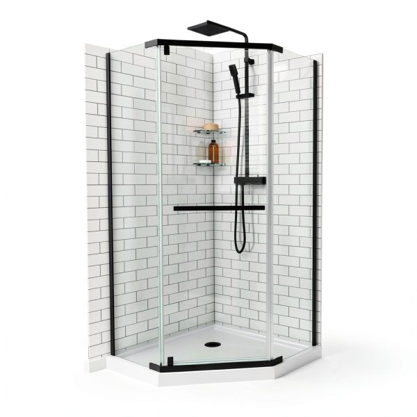DreamLine Prism 34 1/8" x 72" Neo-Angle Pivot Shower Enclosure Black-0