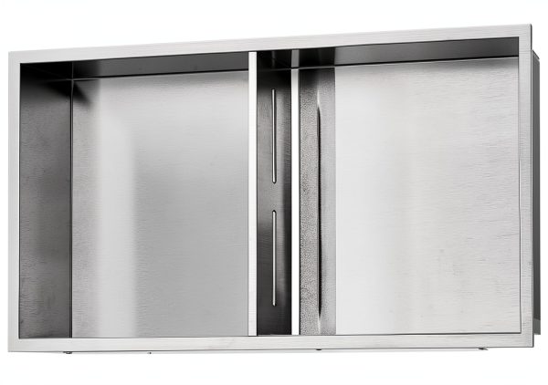VEVOR Shower Niche, 13 x 25 x 4 inch Recessed Wall Niche Double-layer, with Hollowed-out Divider,Heavy-duty Stainless Steel Modern Shampoo Storage Organizer,Waterproof, Silver for Bathroom-8