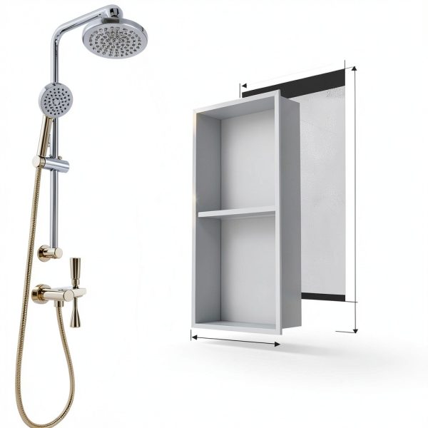 Stainless Steel Shower Niche 12x24 Tolpassa 2 Tier Cabinet Rust Proof-1