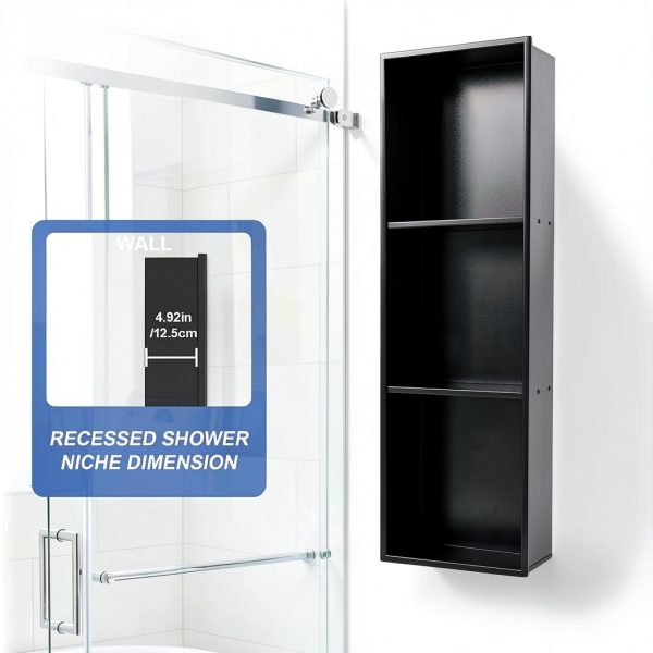 Shower Niche LEIFIDE 36x12 Inch 3-Tier Stainless Steel Matte Black-1