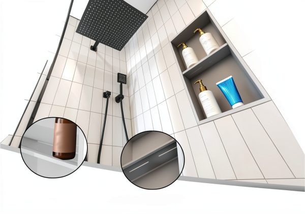 Stainless Steel Shower Niche 12x24 Tolpassa 2 Tier Cabinet Rust Proof-3