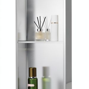 VEVOR Shower Niche, 13 x 25 x 4 inch Recessed Wall Niche Double-layer, with Hollowed-out Divider,Heavy-duty Stainless Steel Modern Shampoo Storage Organizer,Waterproof, Silver for Bathroom-0